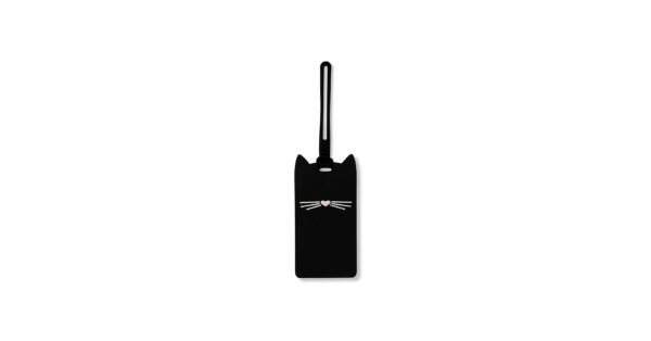 Silicone Luggage Tag with Durable Strap Black Cat