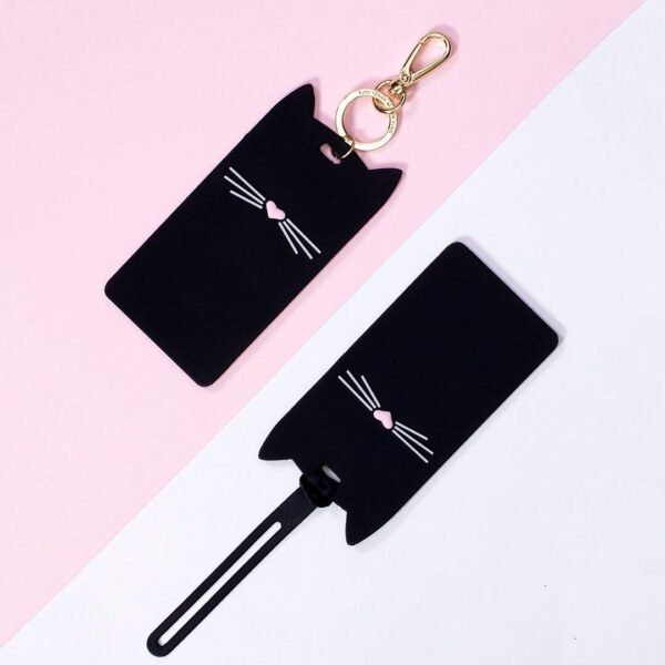 Silicone Luggage Tag with Durable Strap Black Cat