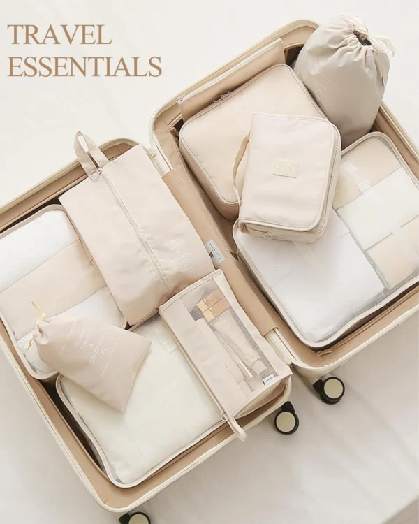 Travel Luggage Packing Organizer Bags Beige
