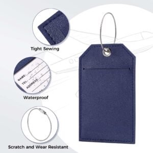 4 PU Luggage Tags with Personal Information Card