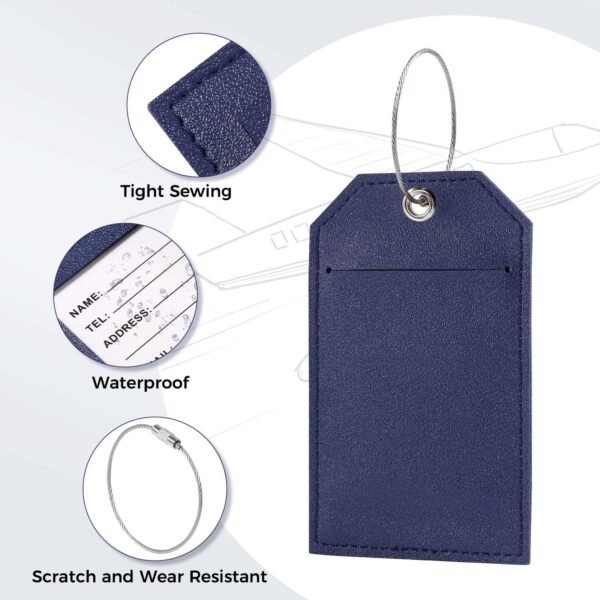 4 PU Luggage Tags with Personal Information Card
