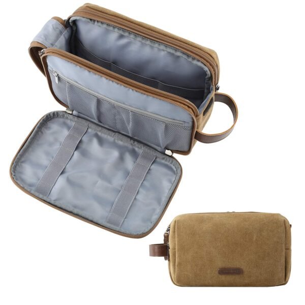 Shaving Bag for Toiletries Accessories Khaki Medium Basic Leisure