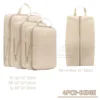 MY Stock 4 Set Compression Packing Cubes Travel Organizer Bags Lightweight Luggage Storage