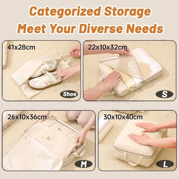 MY Stock 4 Set Compression Packing Cubes Travel Organizer Bags Lightweight Luggage Storage