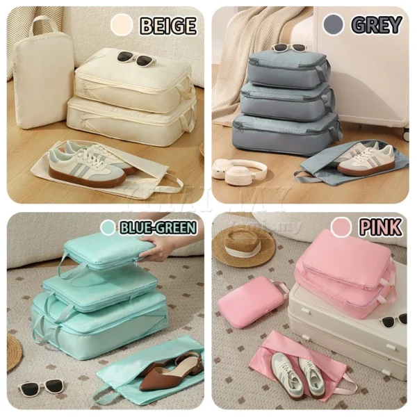 MY Stock 4 Set Compression Packing Cubes Travel Organizer Bags Lightweight Luggage Storage