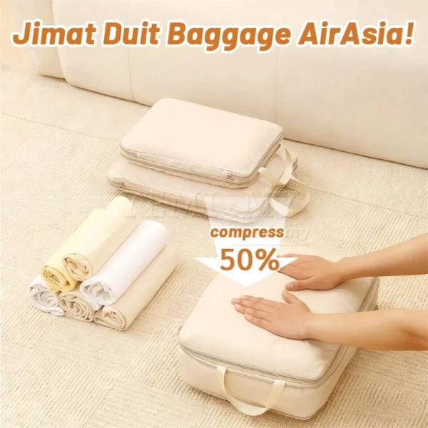 MY Stock 4 Set Compression Packing Cubes Travel Organizer Bags Lightweight Luggage Storage